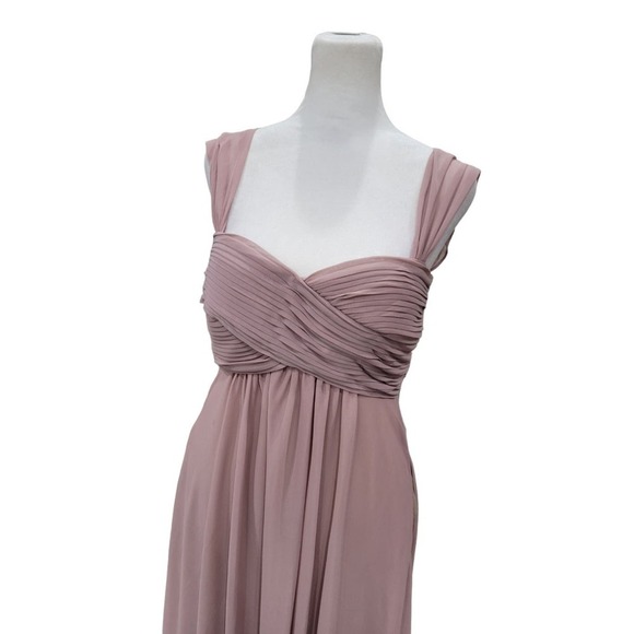 Birdy‎ Grey Ruched Chiffon Sweetheart Neck Bridesmaid Formal Dress Small Mauve - Picture 2 of 11